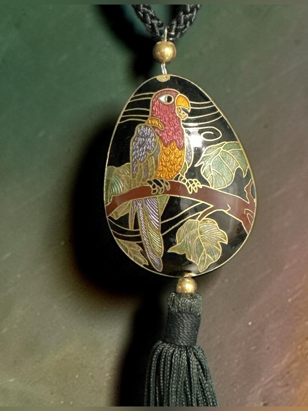 Vintage Cloisonné Enamel Egg Pendant Necklace